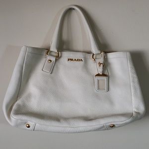 Prada white vitello daino tote